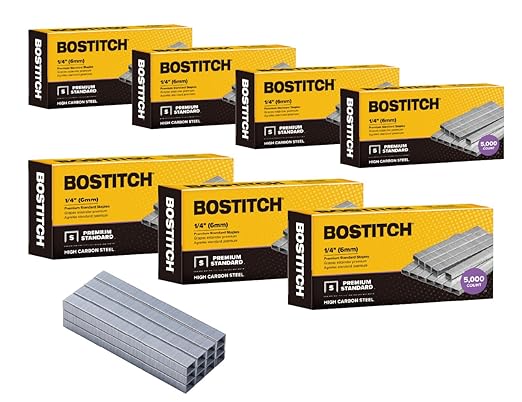 Bostitch Office 35,000 Standard Staples, 1/4" Length,Full Strip Staples, 210/Strip, 5000 Per Box, 7-Pack