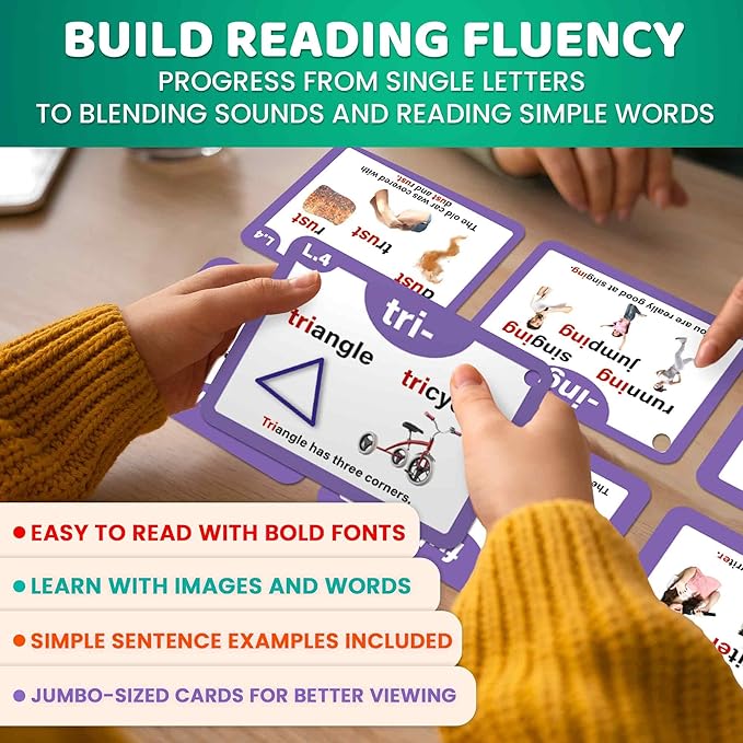 QUOKKA Phonics Flash Cards for Kids Ages 4-8 – 20 Phonic Stages 260 Card Games for Kids Ages 3-5 and 6-8 – Learn to Read Games & Reading Manipulatives for Phonemic Awareness – Alphabet CVC Blends etc