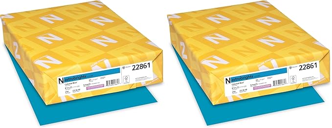 Neenah Astrobrights Colored Cardstock, 8.5” x 11”, 65 lb/176 GSM, Celestial Blue, 250 Sheets (22861) (Pack of 2)