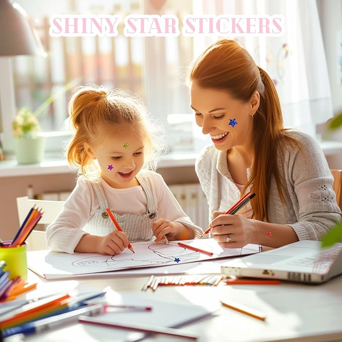 1400 Pcs Star Stickers (20 Sheets), Small Star Stickers Holographic Colorful for Student Reward, Planner Stickers for Teachers Classroom, Behavior Chart & Scrapbooking