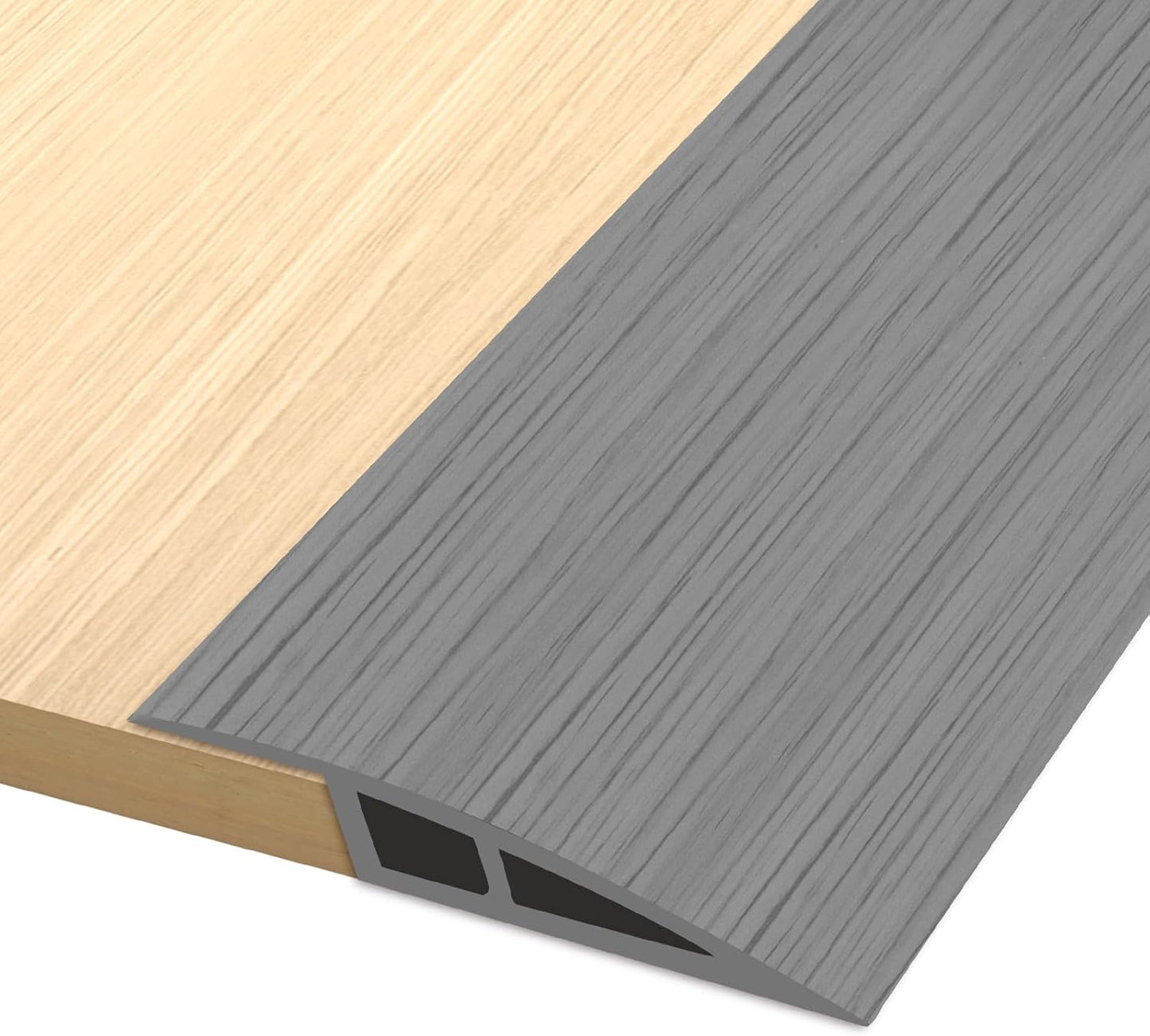 Vinyl Door Threshold Flooring Transition Strip Self Adhesive Carpet Edging Strip for Laminate Doorway Edge Threshold from 1/5" to 2/5" (Light Gray Wood Grain, 3.3 Ft)