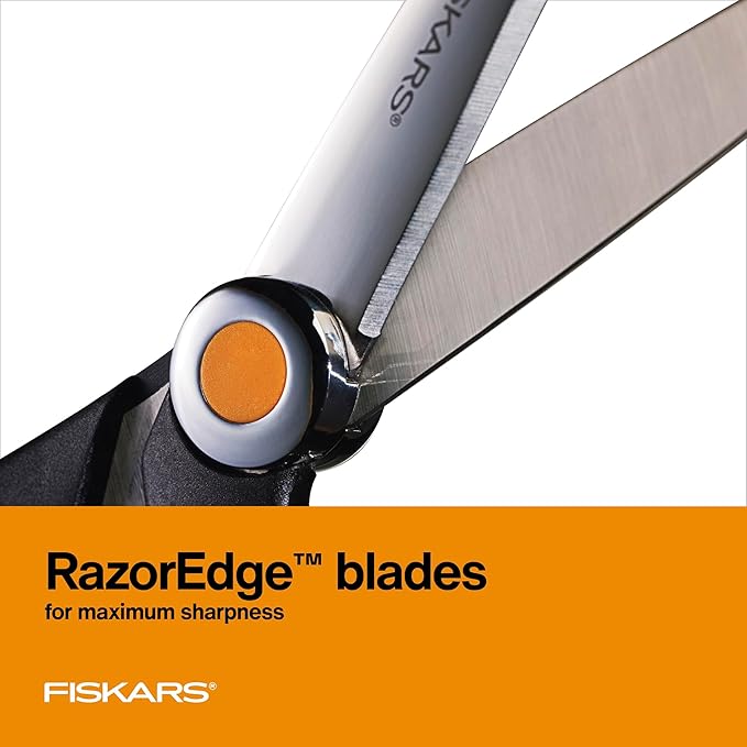 Fiskars RazorEdge Fabric Scissors - 8" Heavy Duty Fabric Shears with Softgrip Ergonomic Handle, Stainless Steel Blades