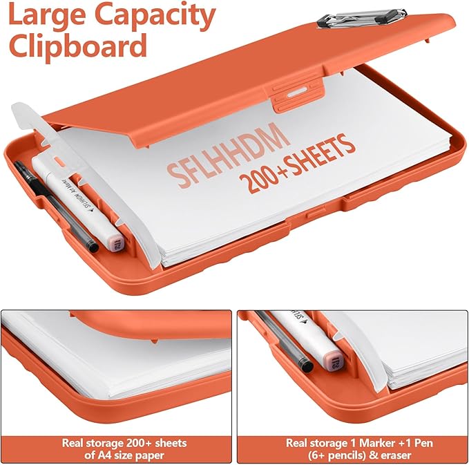 SFLHHDM Plastic Clipboard with Storage, High Capacity Clip Boards 8.5x11 with Storage, Heavy Duty Nursing Clipboards Folder, Cute Clipboard, Letter A4 Size Clipboards with Storage for Teachers, Nurse