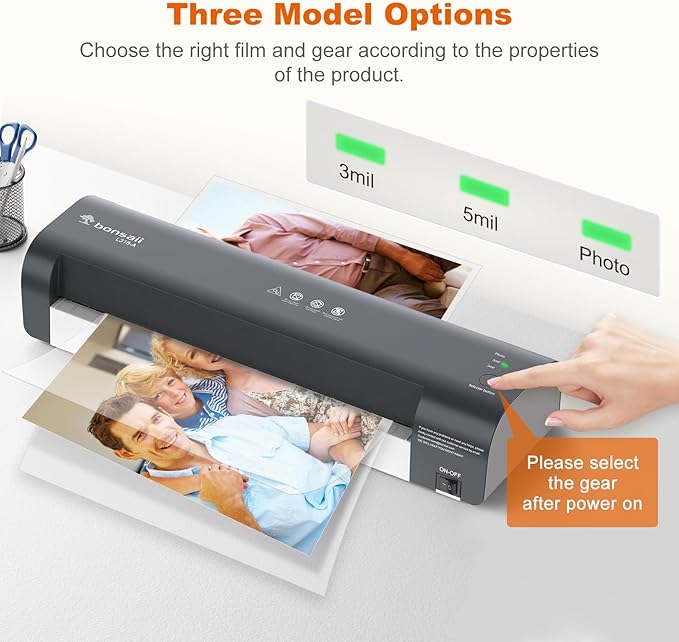 Bonsaii 13 Inch Laminator Machine with Never Jam Technology, Laminator Machine 11x17 Inch with Laminating Sheets, Laminating Machine for Home, Office, and Classroom Organization Supplies - L318-A
