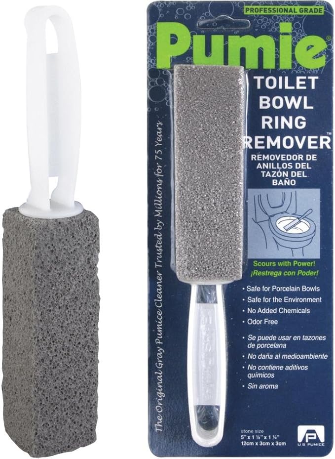 PUMIE Toilet Bowl Ring Remover, TBR-6, Pumice Stone with Handle, Removes Unsightly Toilet Rings and Stains from Toilets; Sinks; Tubs; Showers, Safe for Porcelain, Pack of 3
