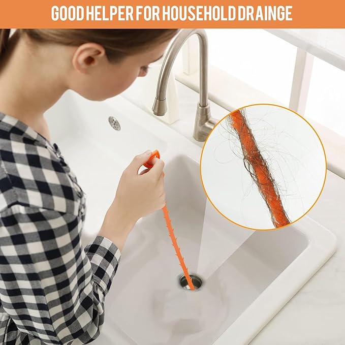 Drain Snake Hair Clog Remover Tool Flexible Scalable Deep Cleaning Drain Clog Remover for Bathroom Sink Toilet Shower Drain Pipes Plastic Set of 4 Hooks and 1 Grabber