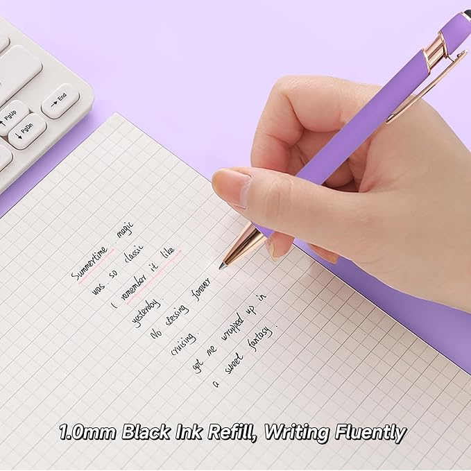 Personalized Pens for Women, 6 Pcs Purple Pens Ballpoint Pen Bulk, 1.0mm Medium Point Black Ink Pen for Journaling, Office and School Supplies Gifts for Nurse Teacher (Purple)