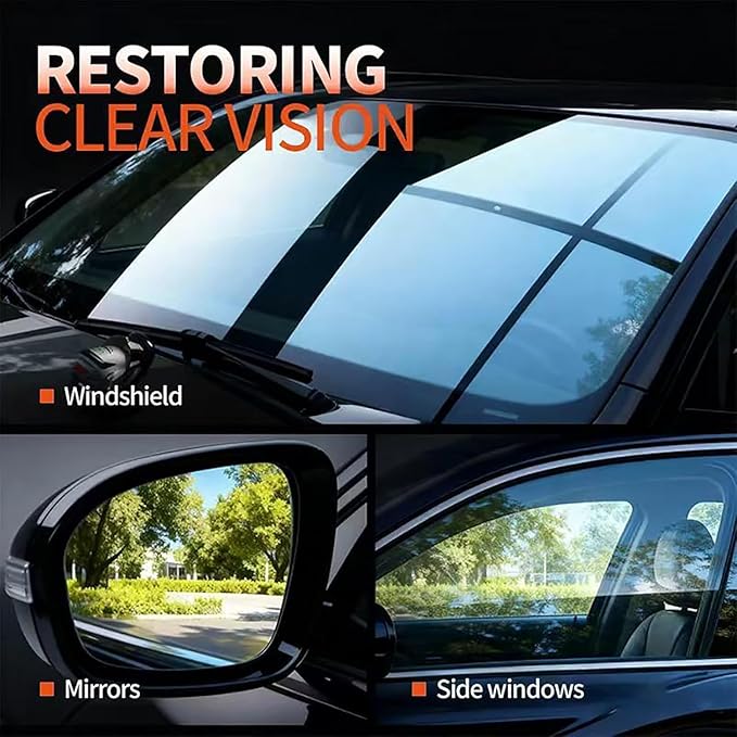 Kubot Glass Oil Film Remover for Car,Oil Film Remover for Car Windshields and Windows, Removes Oil Film & Smudges, Improve Windshield Clarity for Safe Driving