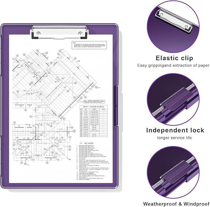 Hongri Clipboard with Storage, Purple 8.5 x 11 Folder Nursing Side Opening, Heavy Duty with Dual Compartment, Smooth Writing for Teachers, Classroom, Size 13.3 x 9.4 x 1.5 in, Office & School Supplies