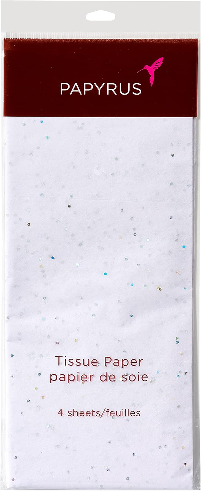 Papyrus 4 Sheet White Tissue Paper with Iridescent Fleks for Gifts, Decorations, Crafts, DIY and More