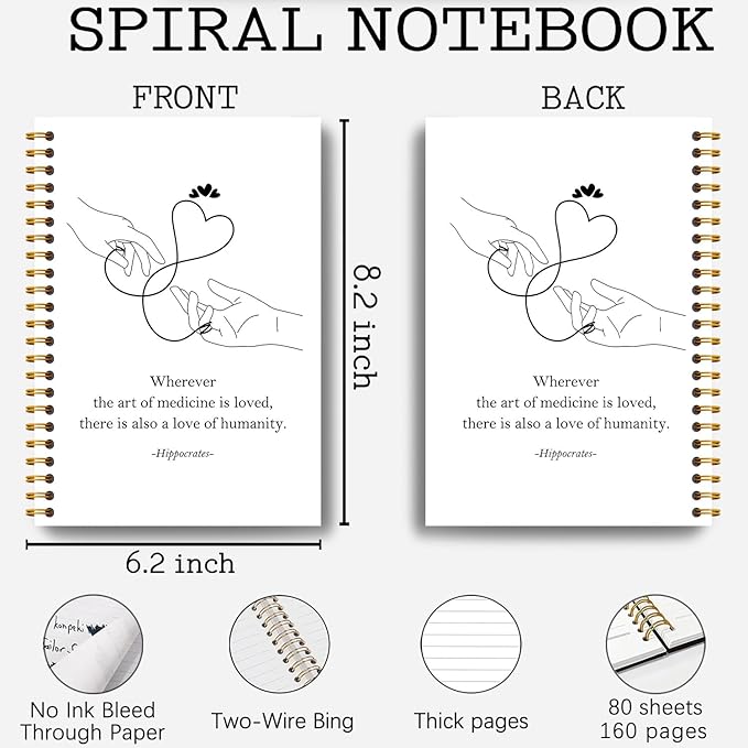Guymn Medical Notebook, Nurse Journal, Inspirational Nursing Notebook Journal, Doctor Physician Appreciation Gifts Hardcover Spiral Notebooks 5.5x8.3 Inch