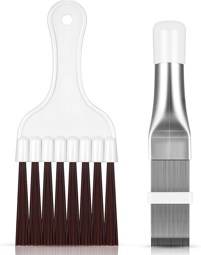 Boao Air Conditioner Condenser Fin Comb, Fin Cleaning Brush Air Conditioner Coil Cleaner Refrigerator Coil Cleaning Whisk Brush Evaporator Radiator Repair Tool(2 Pieces)