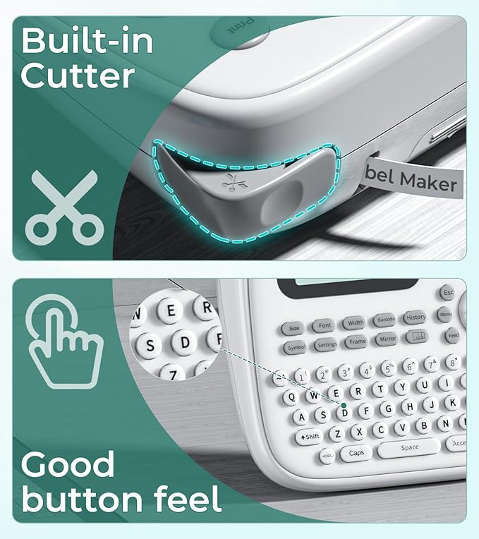 Label Maker Machine with 4 Tapes, D210s Labelmaker, Replacement for Brother Ptouch Label Maker Machine, Waterproof Removable Freezer Food-Labels for Jars/Containers/Bottle