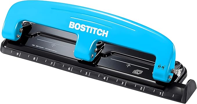 Bostitch Office EZ Squeeze™ Reduced Effort 3-Hole Punch, 12 Sheets, Blue (2103)