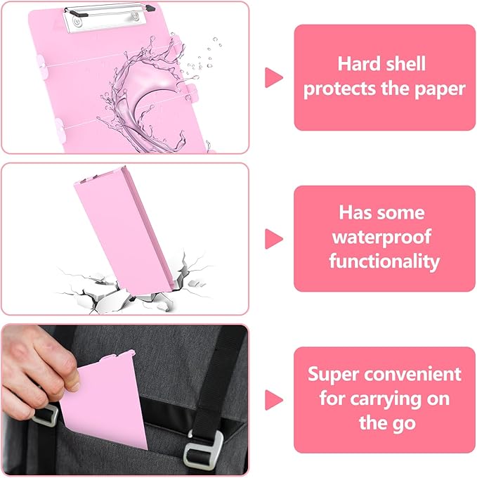 Nursing Clipboard Foldable Edition Aluminum 4 Layers Pocket Size Size Pen Clip Pocketfor Nurses Students School Doctor- Pink Without Cheat Sheets
