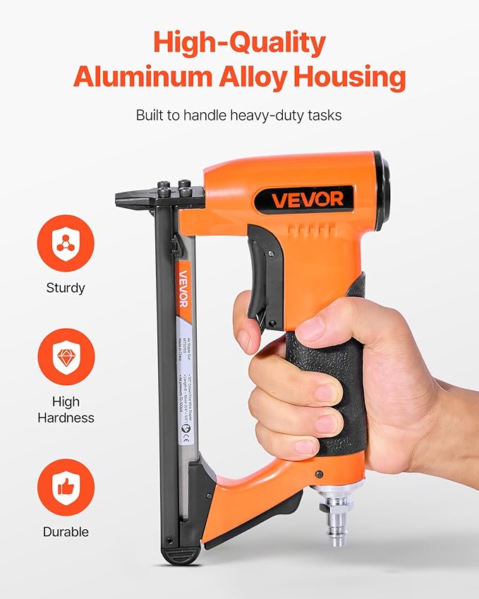 VEVOR Pneumatic Staple Gun, 20 Gauge Air Upholstery Stapler for 50 Series Fine Wire Staples 1/2" Crown 1/4"-5/8" Length, Max 110PCS Loading Air Staple Gun for Upholstering, Woodworking, DIY Projects