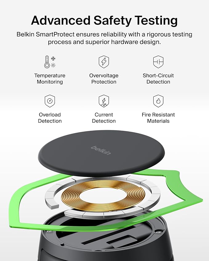 Belkin MagSafe Charger Compatible, 2-in-1 Wireless Charging Station, Qi2.2 25W Convertible Magnetic Charger for iPhone 17, Apple Watch Series 10, Google Pixel 10, and More (45W Adapter Included)