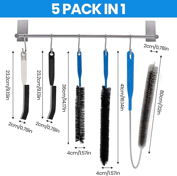Dryer Lint Trap Cleaning Brush Set, Dryer Vent Cleaner Kit with Refrigerator Condenser Coil Brush, 2 Gap Brushes and 2 Pliers for Home