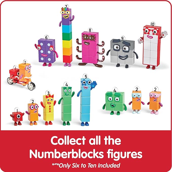 hand2mind Numberblocks Friends Six to Ten Figures – Official Licensed Character Action Figure Set, Numbers and Counting Figurines, Pretend Play Toys, for Kids Ages 3, 4, 5, 6, 7