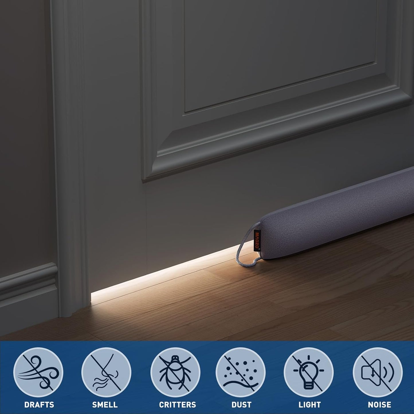 MAGZO Door Draft Stopper, 36 Inch x 2pcs Under Door Draft Blocker Noise Stopper, Weighted Wind Blocker Draft Guard for Bottom of Door, Gray