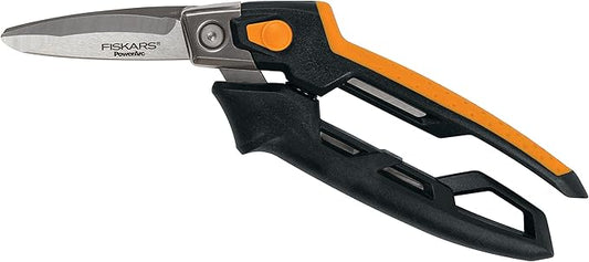 Fiskars PowerArc Utility Snips, Heavy-Duty Cutting Shears with Easy Action Handle,Stainless Steel Blades 8"