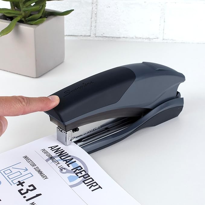 Swingline Stapler, 25 Sheet Capacity, Optima 25, Jam Free, Reduced Effort, Soft Grip, Black/Gray (66424)