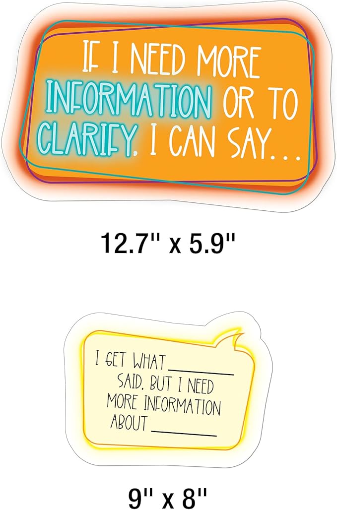 Carson Dellosa Accountable Talk Bulletin Board Set—Sentence Stem Speech Bubbles and Category Topic Signs for Group Discussions and Social-Emotional Learning, Homeschool or Classroom Décor (31 pc)