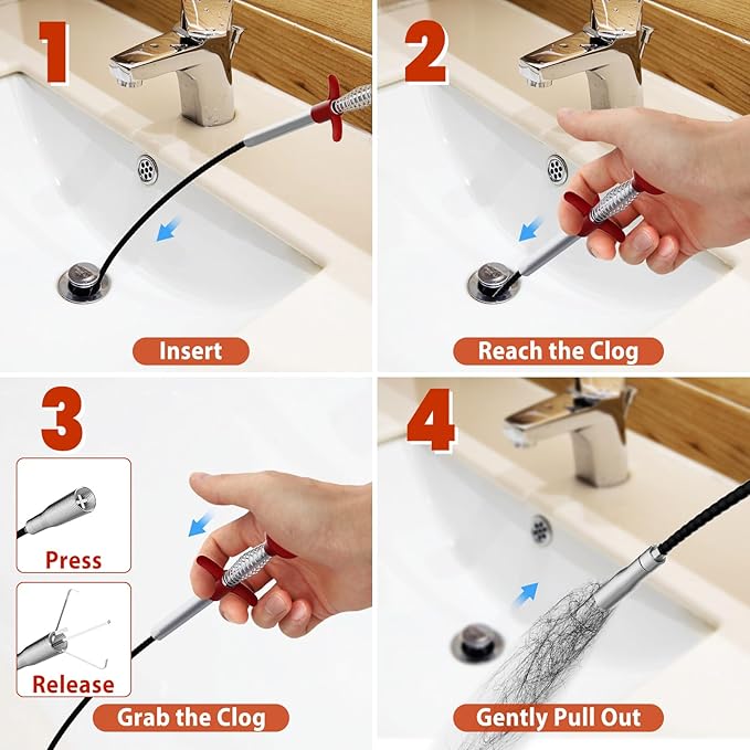 78.7inch Drain Snake with Endoscope, Visual Drain Cleaner Tool, Drain Clog Remover & Endoscope Camera, 19.69inch Drain Snake Hair Remover(3pcs), Drain Auger for Sink, Toilet, Bathtub