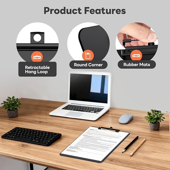Plastic Clipboard Set of 36, 12.5 x 9'' Letter Size for Classroom, Students, Teacher, Nurse, A4 Black 8.5 x 11'' Clip Board with Low Profile Black Clip, Office & School Supplies