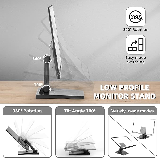 WEARSON Adjustable LCD TV Stand Folding Metal Monitor Desk Stand with VESA Hole 75x75mm&100x100mm (WS-03A2)