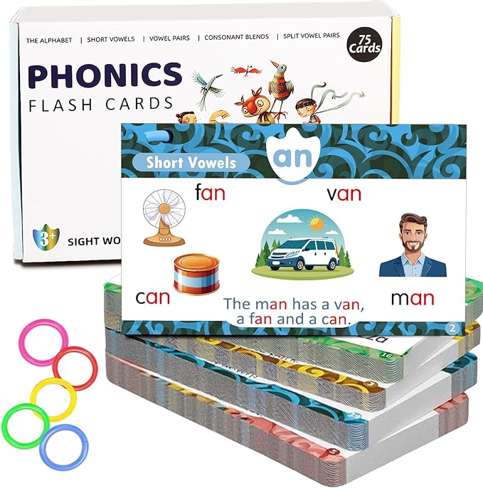 Phonics Flash Cards for Kids 4-8 | Learn to Read with CVC Words & Sight Words | Kindergarten&Preschool Learning Activities with Colorful Illustrations | Educational Homeschool Gifts for Boys & Girls