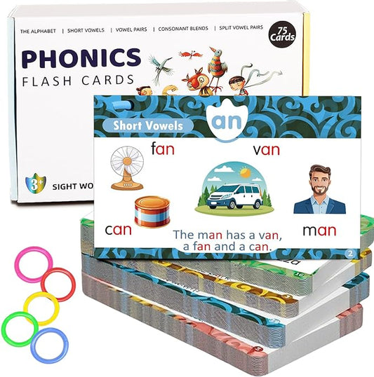 Phonics Flash Cards for Kids 4-8 | Learn to Read with CVC Words & Sight Words | Kindergarten&Preschool Learning Activities with Colorful Illustrations | Educational Homeschool Gifts for Boys & Girls
