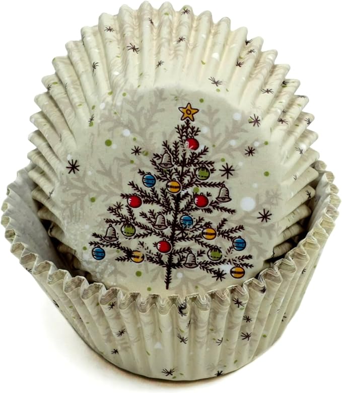 Chef Craft Paper Patterned Christmas Cupcake Liner Set, 200 Count, Multicolor