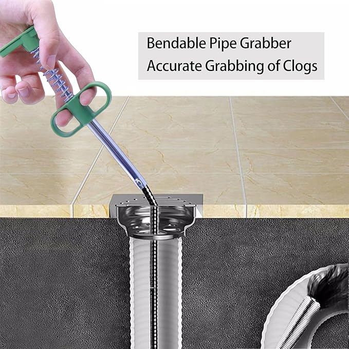 Upgrade Drain Snake for Hair Clogs, 61'' Four claw grabber pickup tool for Litter Pick, Home Sink, Drains, Toilet, Snake Drain Hair Remover