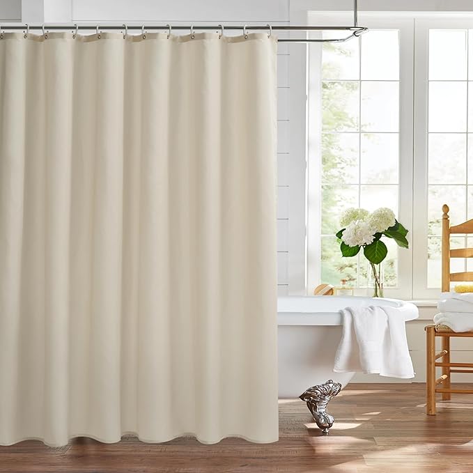 Nasitos Fabric Shower Curtain Liners 2 Pack - W72 x H72 - Washable & Water Resistant Lightweight Cloth Shower Liner for Bathroom, Soft Hotel Quality, Standard Size (Beige, 4 Magnets Included)