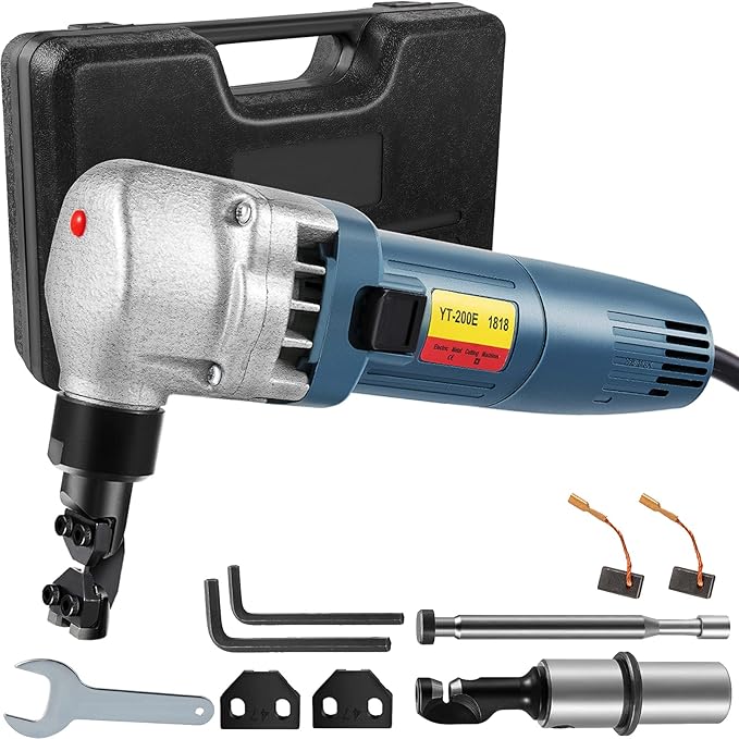 VEVOR Electric Metal Nibbler 380W Nibbler Metal Cutter 1800RPM High Speed Rotor 0.07in/1.8mm Thickness Metal Nibbler 220V w Replaced Blades Storage Case for Cutting Stainless Steel, Aluminium, Plastic