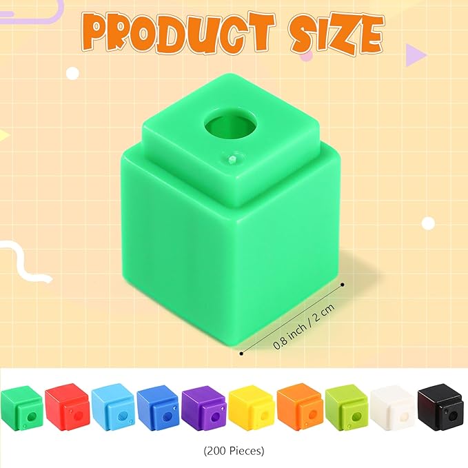 200 Pcs Orange Linking Cubes for Math Counting Cubes Manipulatives Plastic Counting Block Manipulative Classroom Learning Supplies for Educational Preschool Activities Boy Girl (Orange)