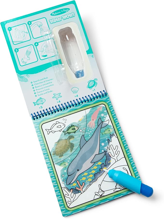 Melissa & Doug On The Go Water Wow! Mess Free Coloring Book,Reusable Water-Reveal Activity Pad,Under The Sea,Travel Toys,Party Favors,for Toddlers & Kids Ages 3+ - FSC Certified,(Pack of 2)