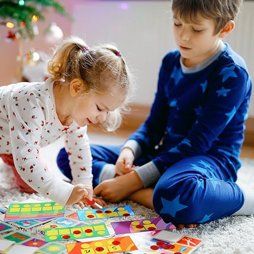 Sound Box Mats and Chips 24 Pcs Dry Erase Mats and 84 Pcs Chips Phonemic Awareness Games Phonics Reading Games Ezread Sound Box Kit(Bright Style,Cardboard)