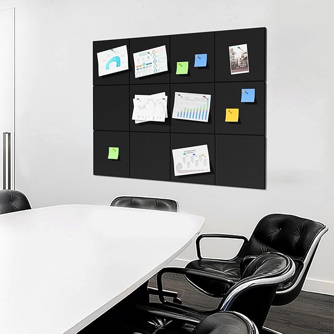MaxGear Large Cork Board for Wall 36" x 24", Dark Gray Bulletin Board, 6 Pack Felt Wall Tiles with Pushpins, Cork Boards for Office Pin Board Tack Board Cork Boards