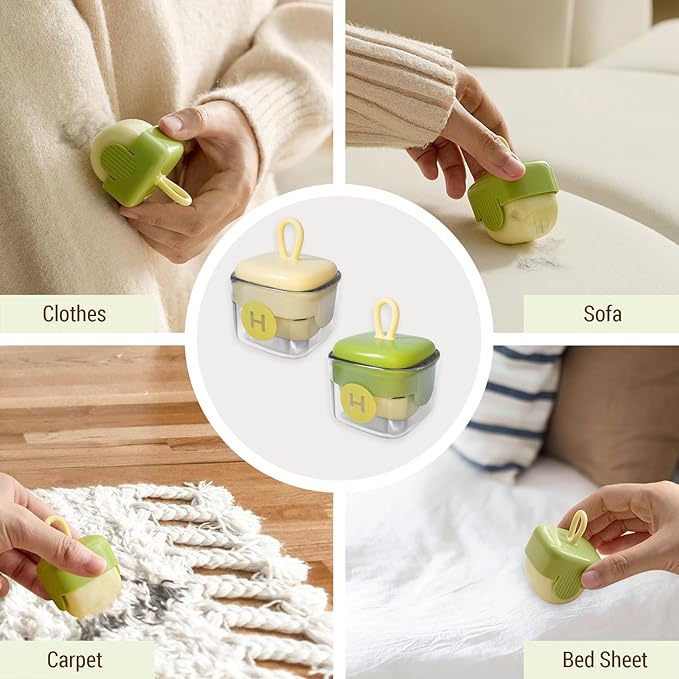 Mini Lint Roller,Washable Sticky Roller Reusable Lint Remover Portable Pet Hair Remover for Clothes,Travel Household (Green)