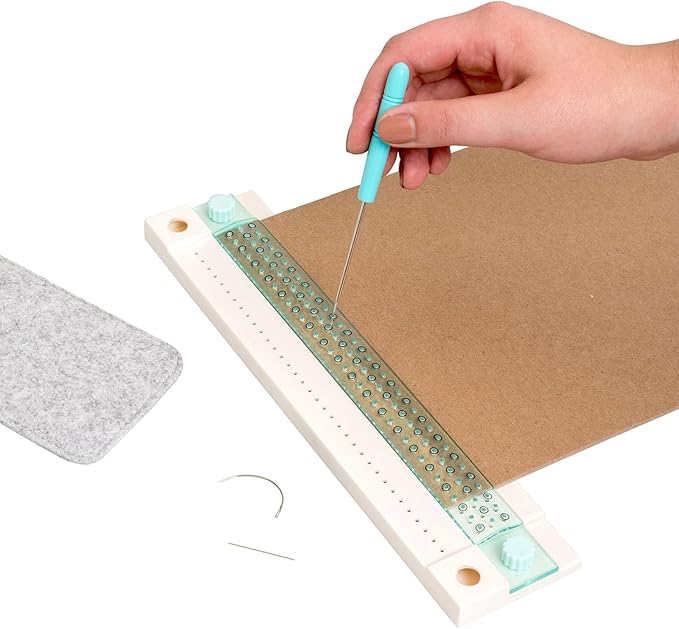 We R Memory Keepers, Journal Book Binding Punch Guide Set, Includes Guide, Awl, Curved and Straight Needle, Waxed Thread, Japanese Stitching Template and Storage, for Japanese and Copic Bound Books