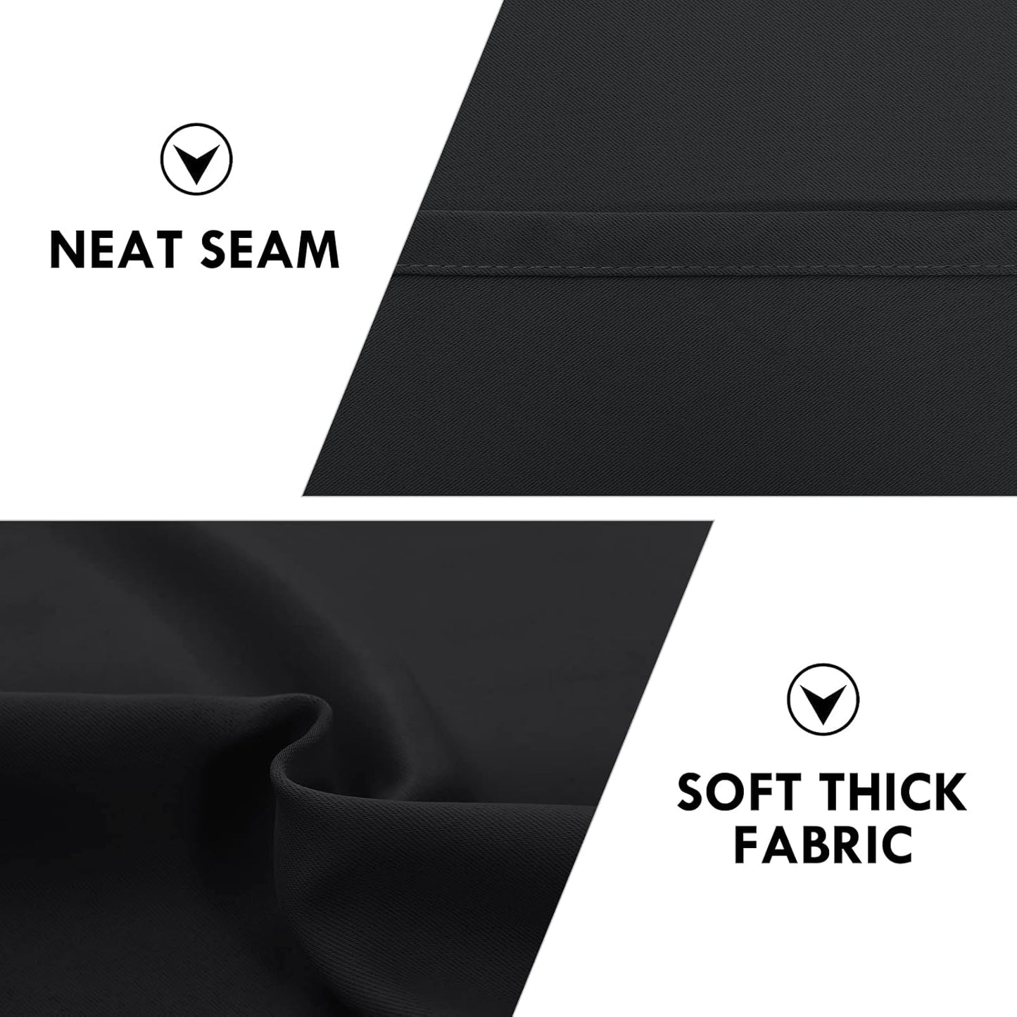 DWCN Blackout Curtains for Bedroom – Thermal Insulated Energy Saving Drapes for Living Room, Black, W 38 x L 84 Inch, Set of 2 Rod Pocket Curtain Panels