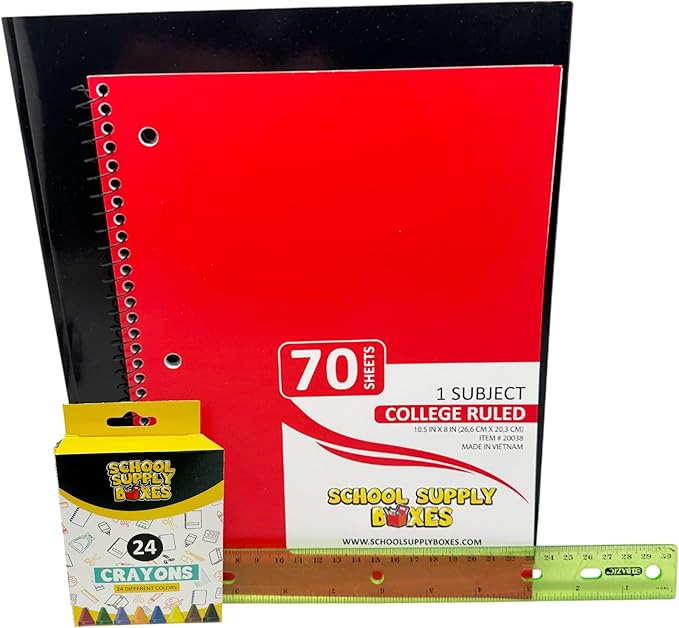 School Supply Boxes | Budget Saver Pallet (180 Boxes) | Back to School Essentials Kit for Students & Teachers | Includes Spiral Notebook, Crayons, Pens, Pencils, Glue & More