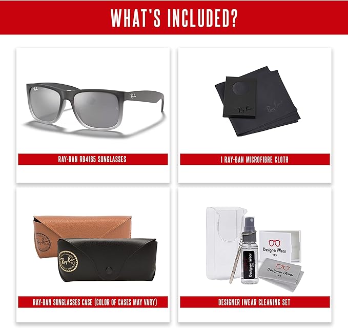 Ray-Ban RB4165 JUSTIN Sunglasses For Men For Women+BUNDLE with ACCESSORY EYEWEAR KIT