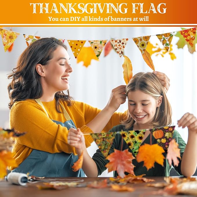 Shimeyao 60 Pieces Thanksgiving Fabric Bundles 10 x 10 Inch Thanksgiving Leaves Pumpkin Patchwork Squares Fabric for Harvest Holiday DIY Craft Sewing Quilt Material Handmade