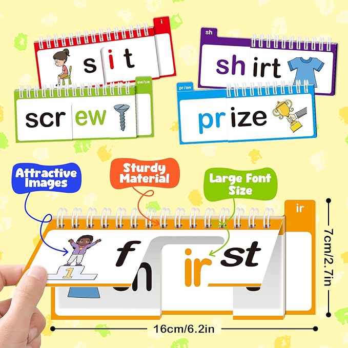 40 Read and Rhyme Flip Books,Phonics Word Family Build Book Learn to Read Phonics Flash Cards,Sight Words Flash Cards Kindergarten Reading Books,Flip Book Word Games for Preschool Learning Activities