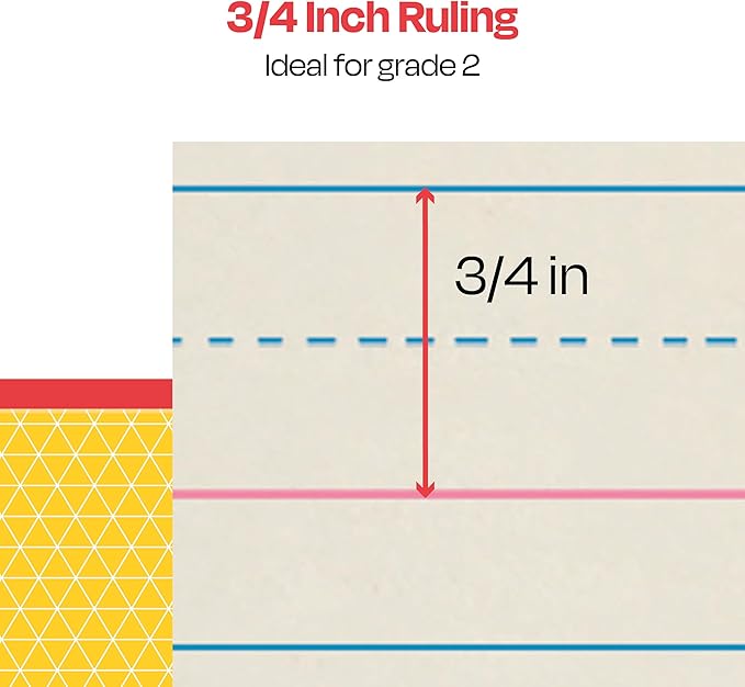 School Smart Zaner-Bloser Writing Paper, Handwriting Practice Lined Paper, Grade 2 Learning, 3/4 Inch Rule, 10-1/2 x 8 Inches, 500 Sheets