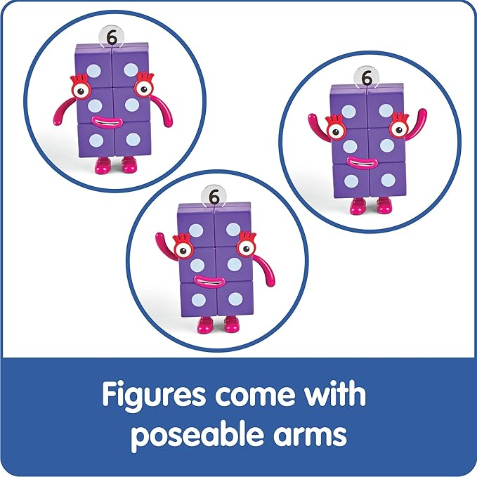 hand2mind Numberblocks Friends Six to Ten Figures – Official Licensed Character Action Figure Set, Numbers and Counting Figurines, Pretend Play Toys, for Kids Ages 3, 4, 5, 6, 7