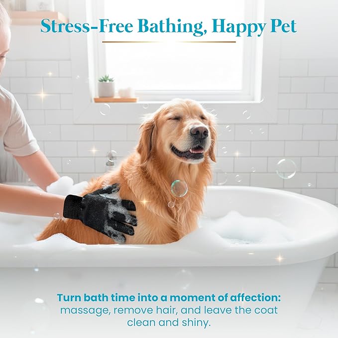 3-in-1-Pet Hair Remover Gloves for Cats & Dogs, Grooming & Deshedding Mitt Set – 2 Gloves + Extra Pad, Reusable Fur Removal Tool for Shedding, Sofa, Clothes, Carpet & Car Interior